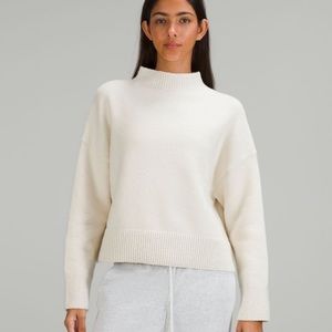 NWT Brushed Cotton Merino Blend Mockneck in Bone Size 4